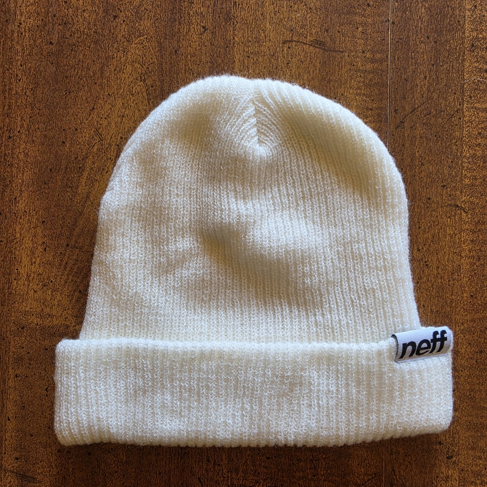 Neff White Cuffed Knit Beanie